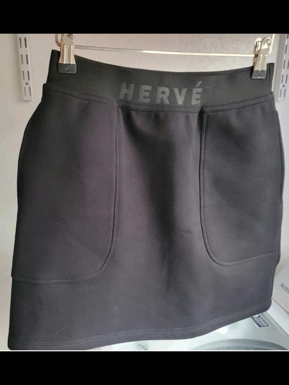 Hervé by Hervé Léger Black Bonded Logo Mini Skirt with Pockets - Size XS